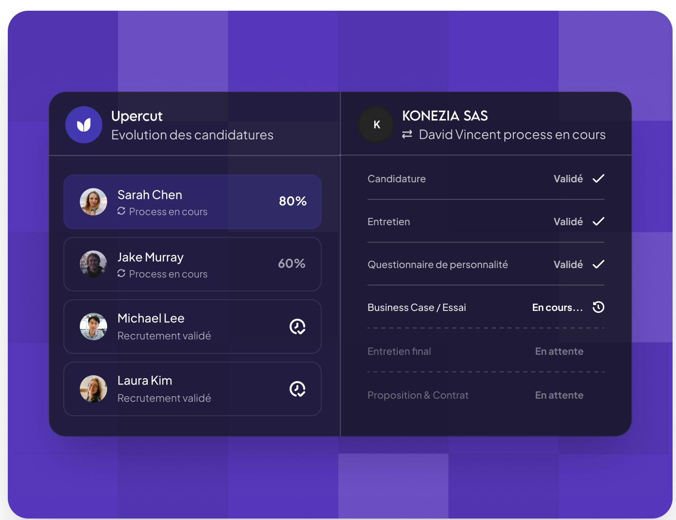 Illustration représentant le service de recrutement Upercut
